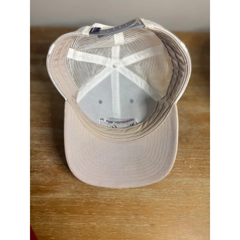 Patagonia Buffalo Trucker Hat Mesh Back Snapback Beige Outdoor Adventure‎
